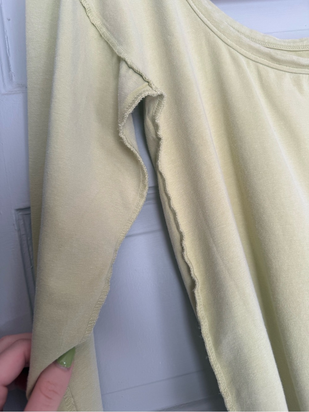 NWT Free People We The Free Moss Green Long Sleeve Can't Let Go Tee size xl - Picture 7 of 11